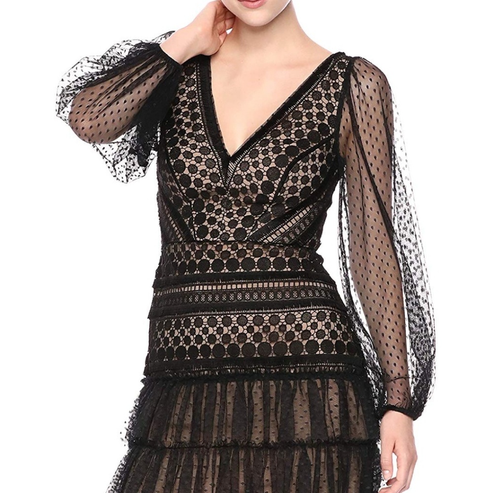 Circle Lace Black Cocktail Dress - Picture 6 of 15